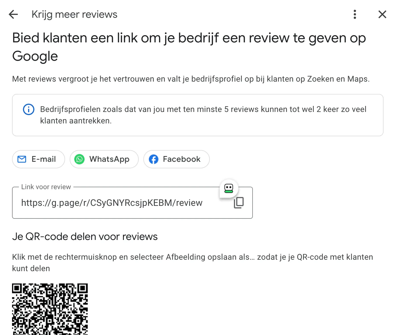 review-vragen-via-google-bedrijfsprofiel