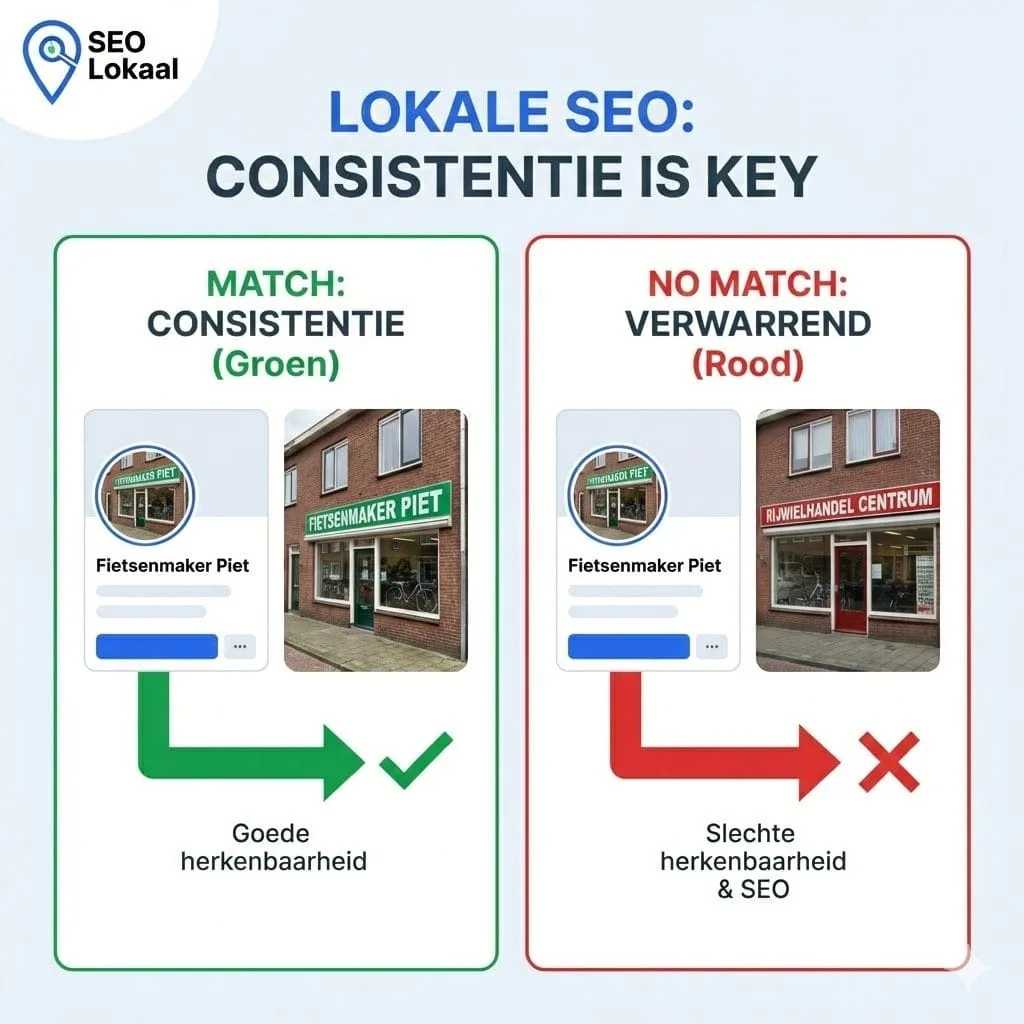 Gevelbord & google bedrijfsprofiel naam moeten overeenkomen