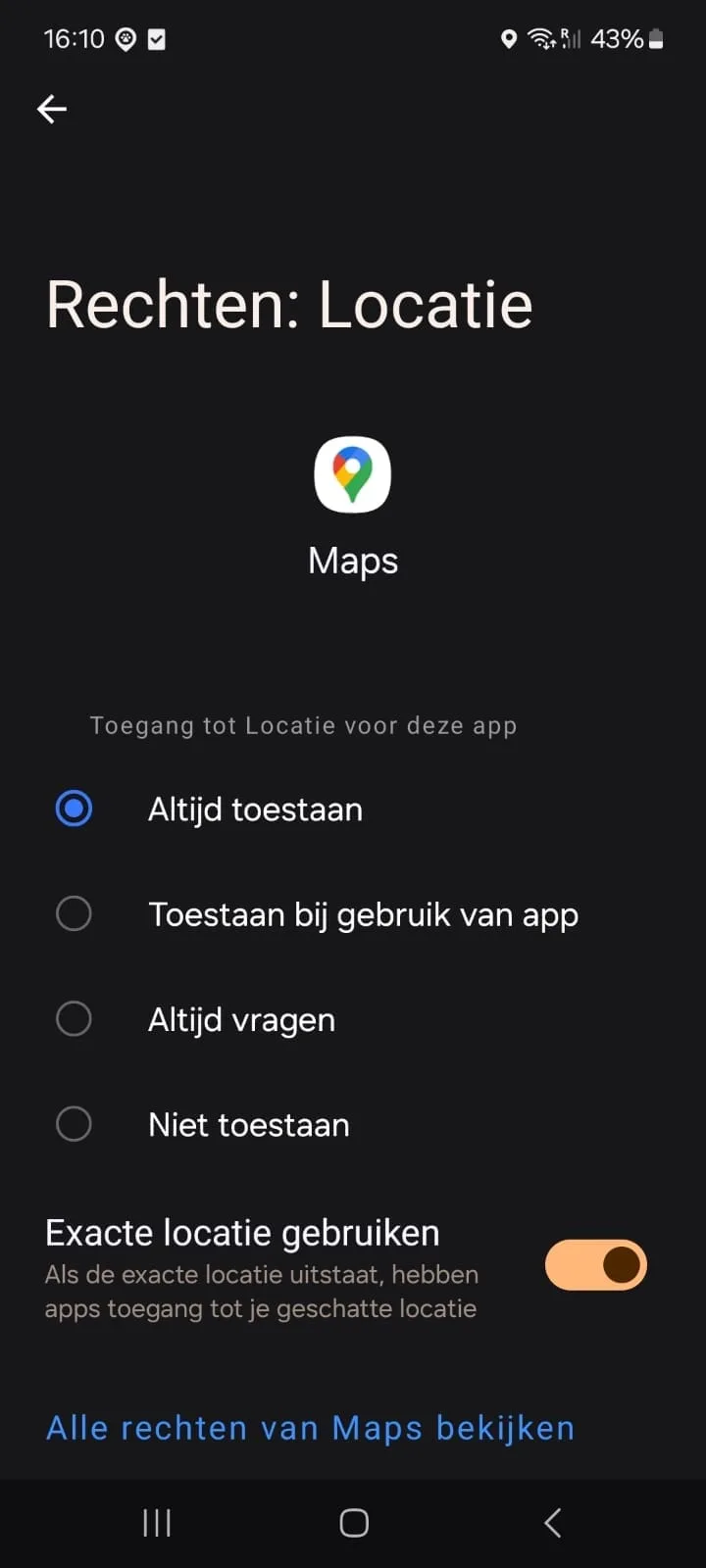 screenshot: exacte locatie instellingen android