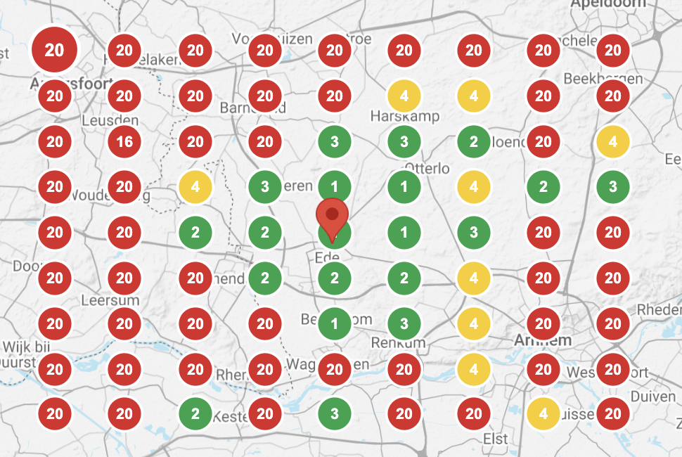 Local Grid voor zonwering aan huis in maart 2026: grotendeels lage posities