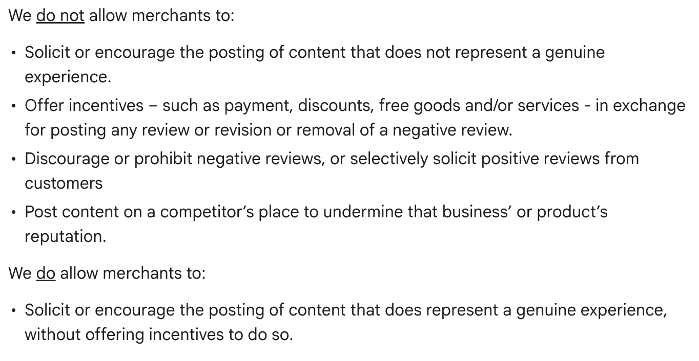 schermafbeelding Google Review Policy