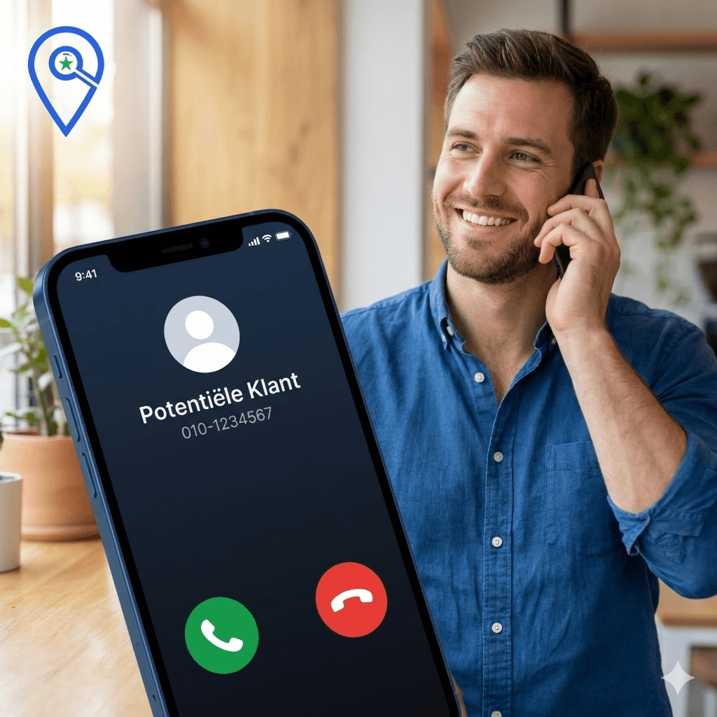 Ondernemer belt met een potentiële klant